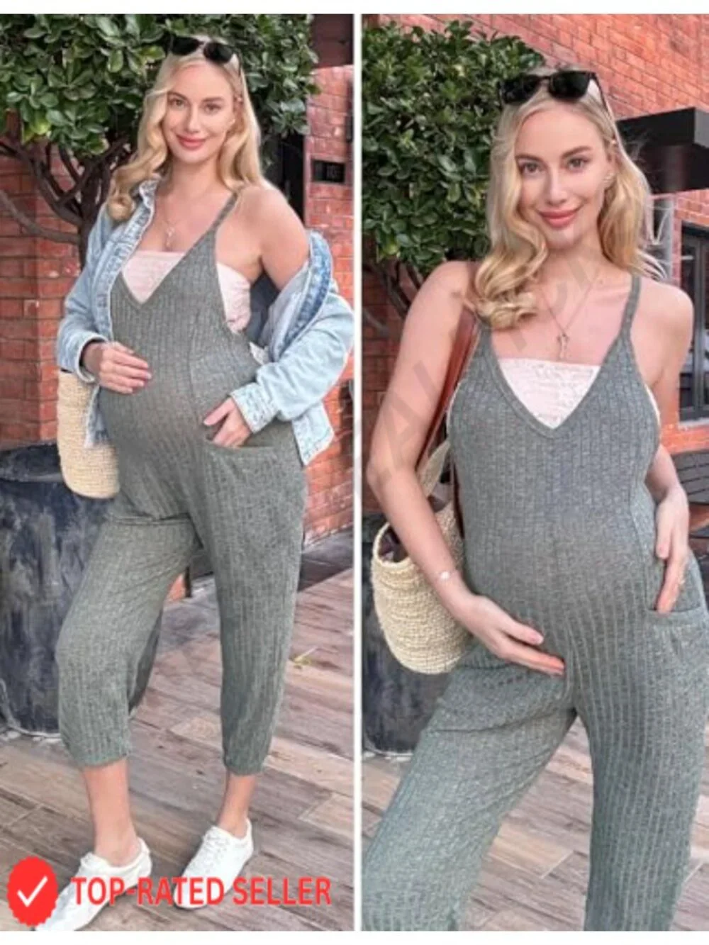Women's Sleeveless V-Neck Jumpsuit with Pockets